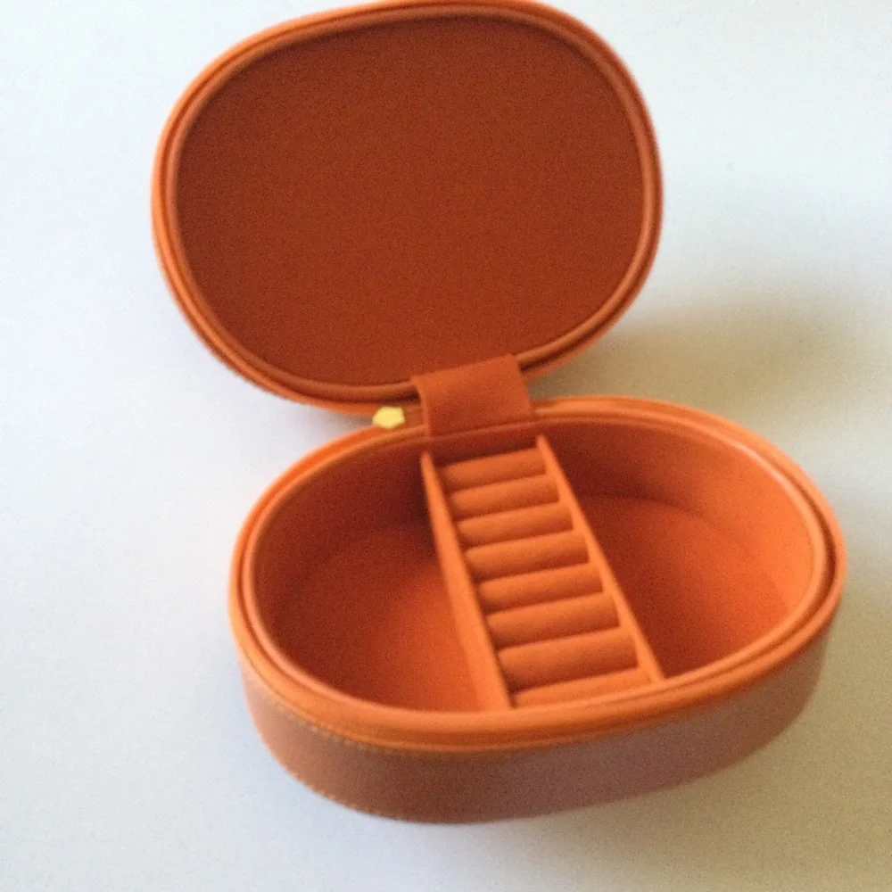 BEY-BERK LIZARD EMBOSSED LEATHER 2 LEVEL JEWELRY BOX CASE ORANGE NWOT